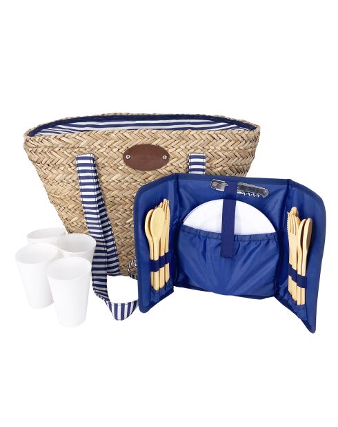 Marineblauwe en witte strandtas Riviera