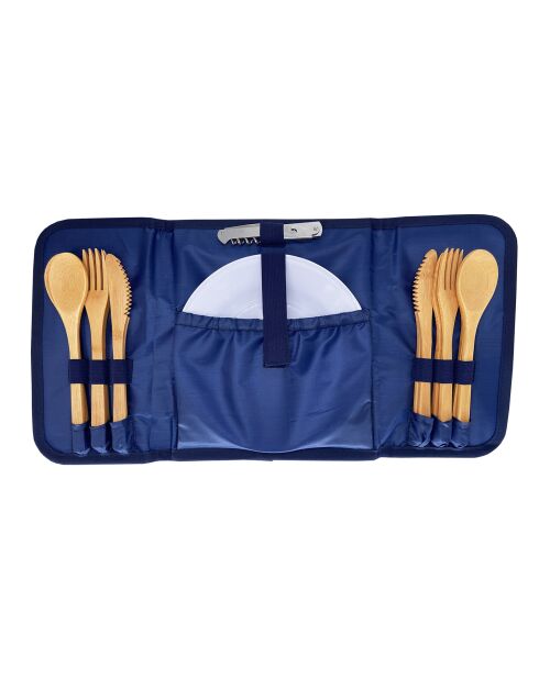 Marineblauwe en witte strandtas Riviera