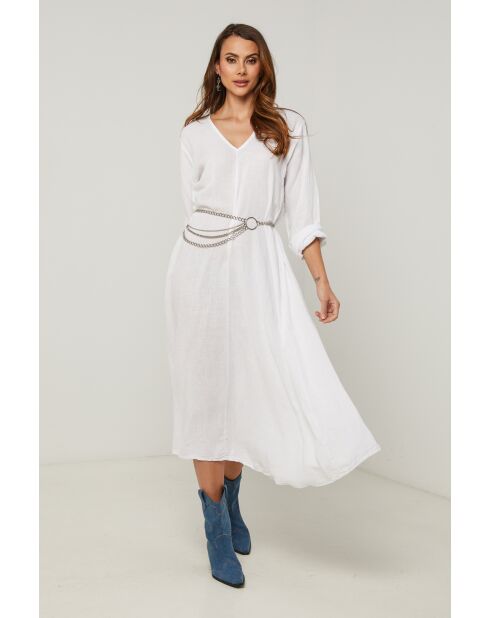 Weißes Lurcica Leinenkleid