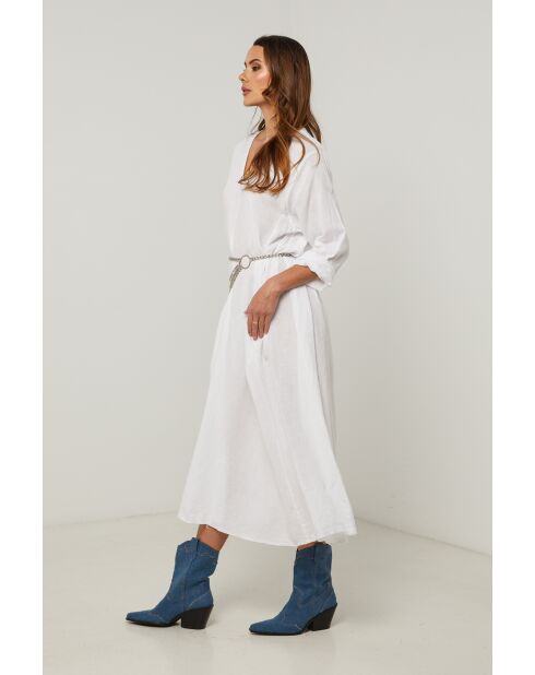 Weißes Lurcica Leinenkleid