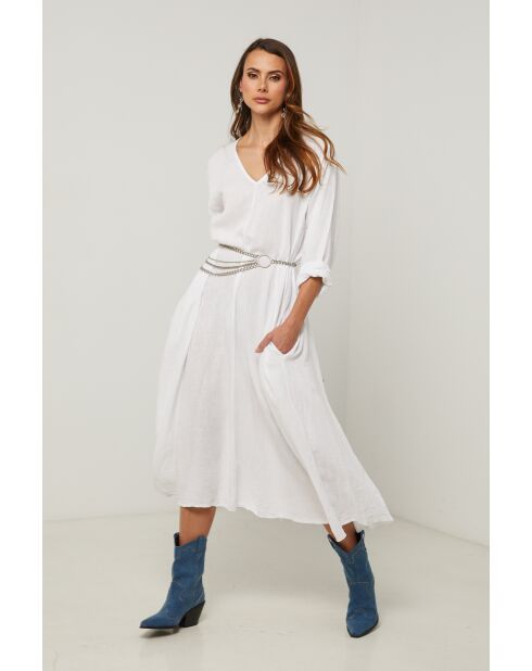 Weißes Lurcica Leinenkleid