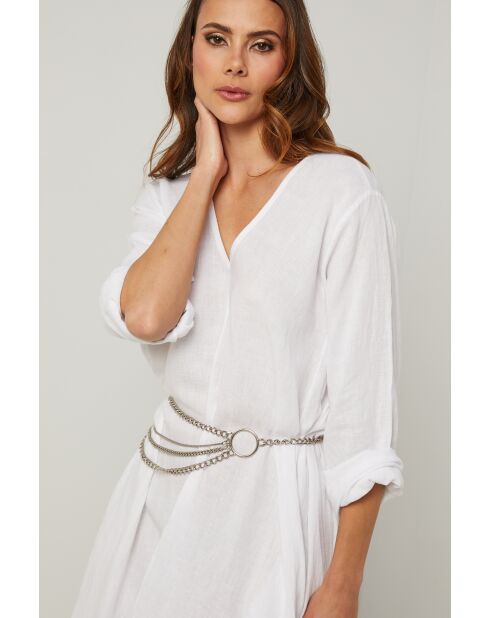 Weißes Lurcica Leinenkleid