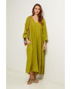 Olivgrünes Leinenkleid Lurcica