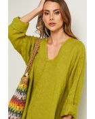 Olivgrünes Leinenkleid Lurcica