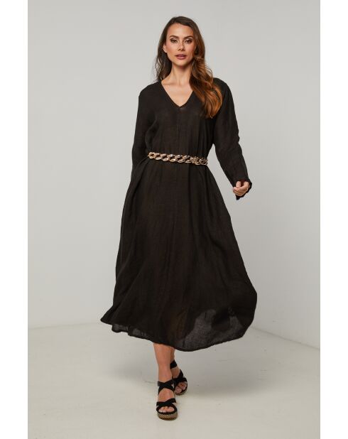 Lurcica schwarzes Leinenkleid