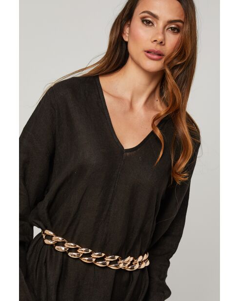 Lurcica schwarzes Leinenkleid