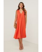 Koraalkleurige linnen jurk van Merkiel