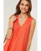 Koraalkleurige linnen jurk van Merkiel