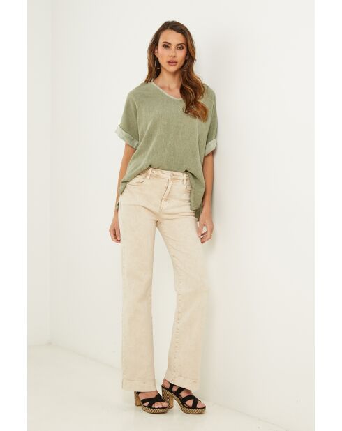Top in lino Khaki Gallieni