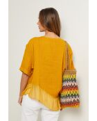 Bodiz mosterdkleurige linnen top