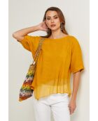 Bodiz mosterdkleurige linnen top