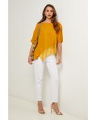 Bodiz mosterdkleurige linnen top