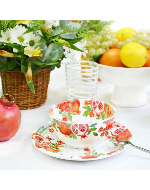 Piatto piccolo Seville bianco, rosso e verde - 23 cm