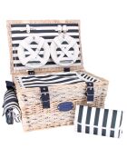 Panier pique-nique 6 personnes bleu et blanc - 140 x 140 cm