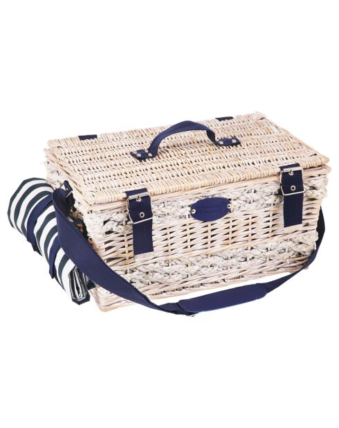 Panier pique-nique 6 personnes bleu et blanc - 140 x 140 cm