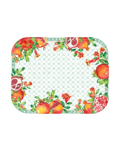 Vassoio rettangolare piccolo Seville bianco, rosso e verde - 50 x 36 cm x 5 cm