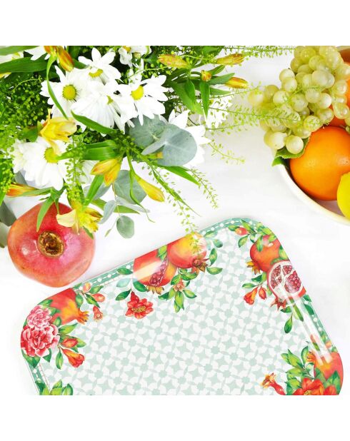 Vassoio rettangolare piccolo Seville bianco, rosso e verde - 50 x 36 cm x 5 cm