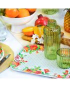 Vassoio rettangolare piccolo Seville bianco, rosso e verde - 50 x 36 cm x 5 cm