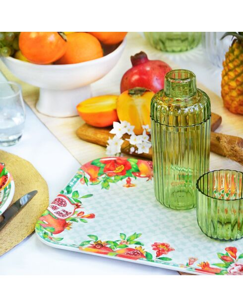 Vassoio rettangolare piccolo Seville bianco, rosso e verde - 50 x 36 cm x 5 cm