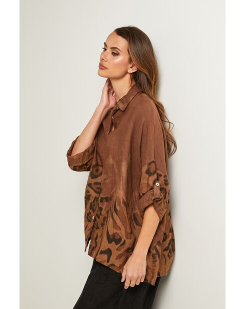 Camisa Jarely de lino chocolate