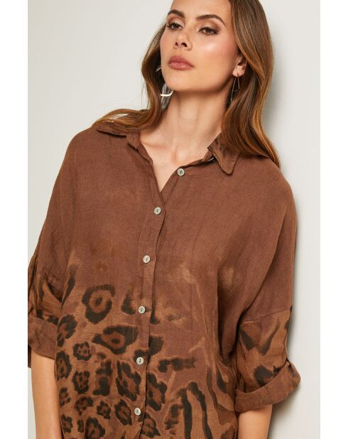 Camisa Jarely de lino chocolate