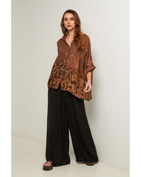 Camisa Jarely de lino chocolate