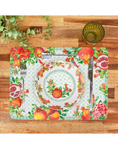 Lot de 6 sets de table sevile blanc , rouge et vert - 40 cm x 30 cm