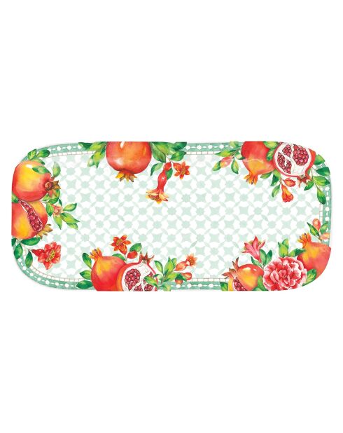 Piatto lungo Seville bianco, rosso e verde - 37,5 x 17 cm