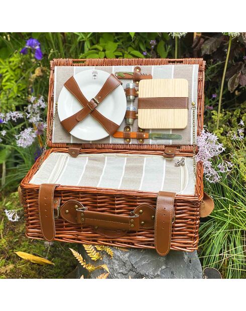Panier pique-nique Amboise 2 personnes taupe et marron