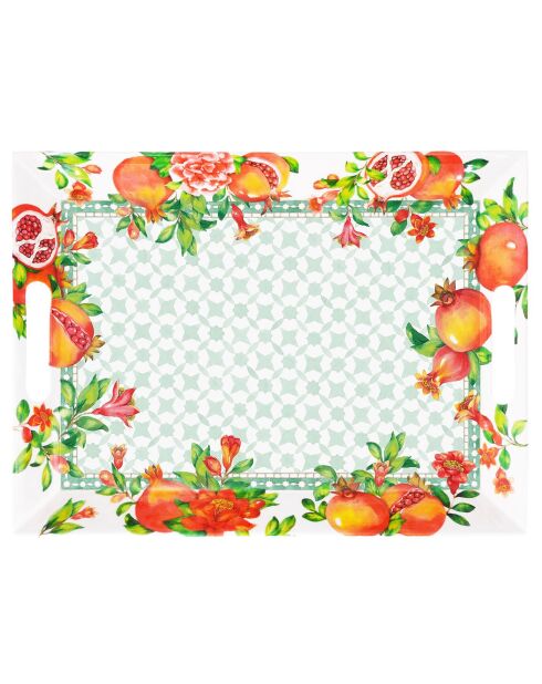 Grande vassoio Seville bianco, rosso e verde - 50 x 36 cm x 5 cm