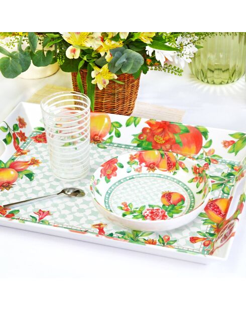 Grande vassoio Seville bianco, rosso e verde - 50 x 36 cm x 5 cm