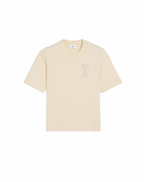Beige T-shirt met hartvriendelijke patch