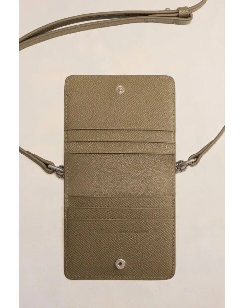 Porte-cartes en Cuir taupe