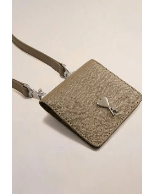 Porte-cartes en Cuir taupe