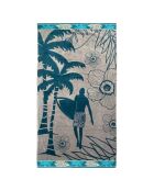 Dixon Strandtuch aus Jacquard-Samt, Frottee, 100 x 175 cm, Taupe/Blau