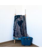 Dixon Strandtuch aus Jacquard-Samt, Frottee, 100 x 175 cm, Taupe/Blau