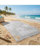 Goldrock grijs geciselleerde jacquard velours Terry XL strandlaken - 140x180 cm