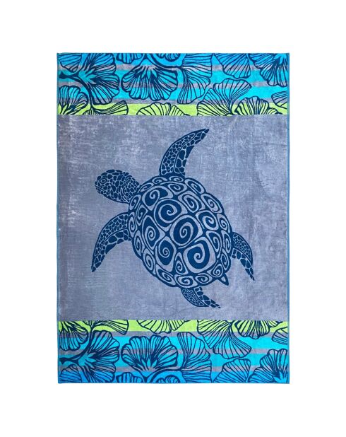 XL fluwelen strandlaken met spons Jacquard Camada blauw - 140x180 cm