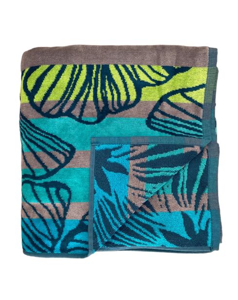 XL fluwelen strandlaken met spons Jacquard Camada blauw - 140x180 cm