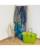 XL fluwelen strandlaken met spons Jacquard Camada blauw - 140x180 cm