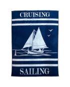 Oceanside Oceanside Jacquard Velvet Terry Strandhanddoek Marineblauw - 140x180 cm