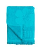 Strandtuch XL Samtfrottee Jacquard gemeißelt Caymanblau - 140x180 cm