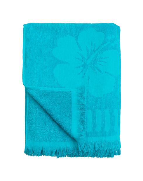 Strandtuch XL Samtfrottee Jacquard gemeißelt Caymanblau - 140x180 cm