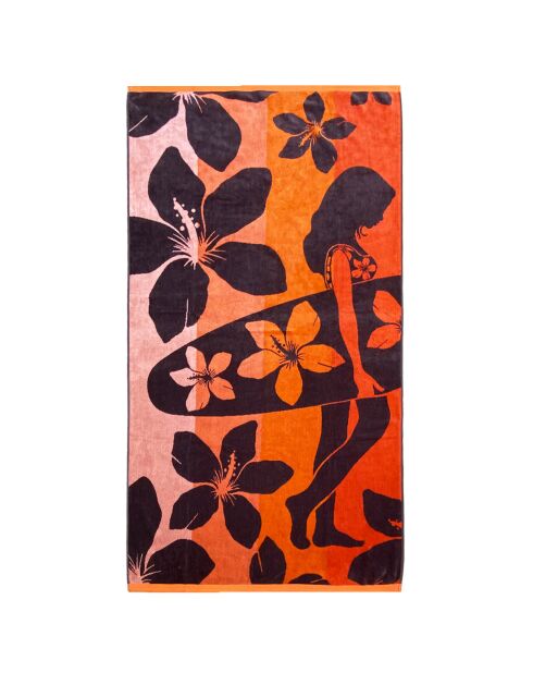 Moody oranje jacquard fluwelen badstof strandlaken - 90x170 cm