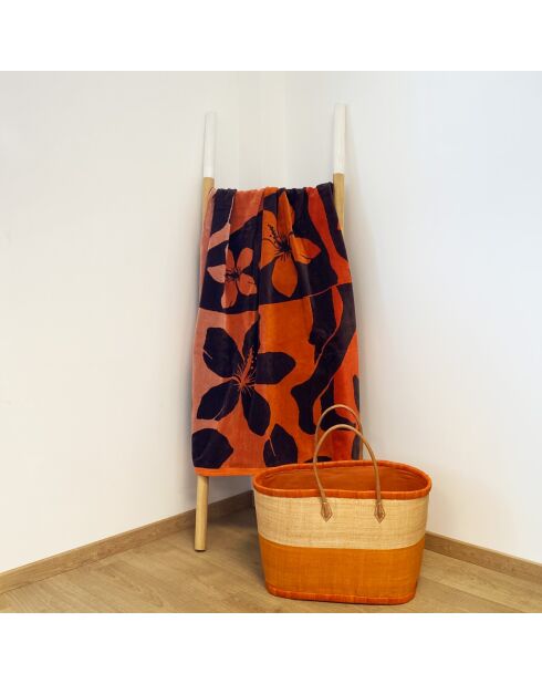 Moody oranje jacquard fluwelen badstof strandlaken - 90x170 cm