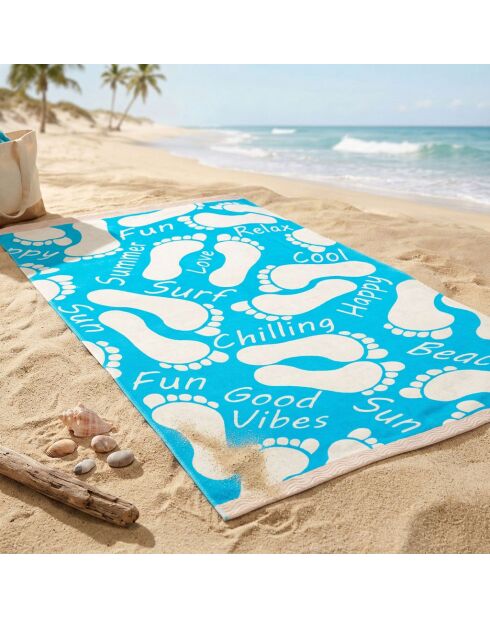 Toledo Badetuch aus blauem Jacquard-Samt, Frottee, 100 x 175 cm