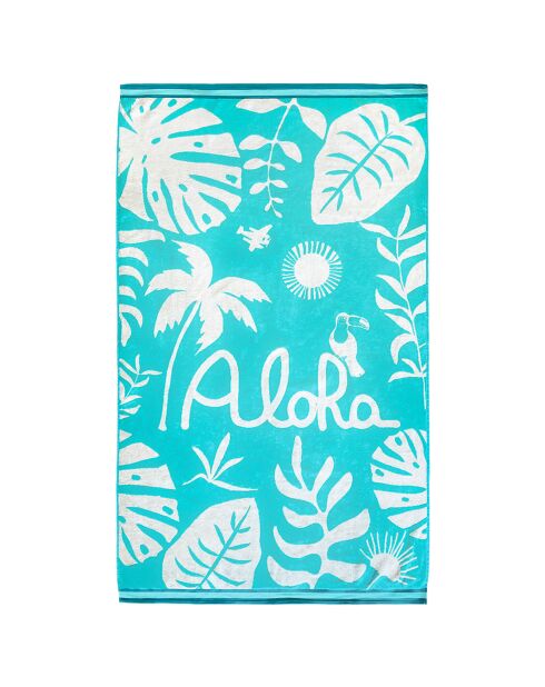 Floresta Badetuch aus Jacquard-Samt, Frottee, 100 x 175 cm, Blau