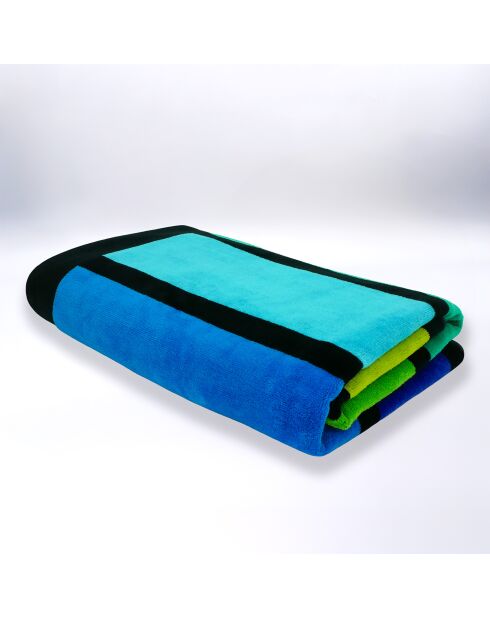 Serviette de plage éponge velours Jacquard Happy Men Vert - 100x175 cm