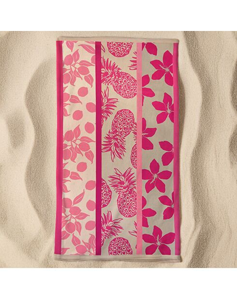 Serviette de plage microfibre Tropea Rose - 90x170 cm