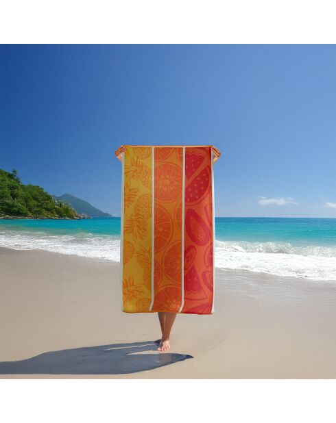 Frutti oranje jacquard fluwelen badstof strandlaken - 90x170 cm